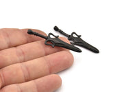 Knight&#39;s Sword Pendant, Oxidized Black Brass Sword Charm With 1 Loop, Findings (49mm) N0187 H1081