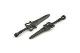 Knight&#39;s Sword Pendant, Oxidized Black Brass Sword Charm With 1 Loop, Findings (49mm) N0187 H1081