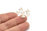 Silver Heart Charm, 24 Antique Silver Plated Brass Heart Charms With 1 Hole (8x1mm) M02172 Q0065