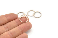 15mm Circle Connectors, 24 Antique Silver Plated Brass Circle Connectors (15x1x1mm) A4062