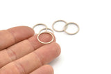 15mm Circle Connectors, 24 Antique Silver Plated Brass Circle Connectors (15x1x1mm) A4062