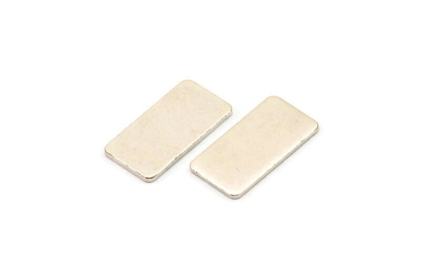 Silver Rectangle Bar, 12 Antique Silver Plated Brass Rectangle Stamping Blanks (15x8x0.80mm) A0843