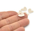 Silver Heart Blank, 8 Antique Silver Plated Brass Heart Blanks, Stamping Blanks (14x11x1mm) M854