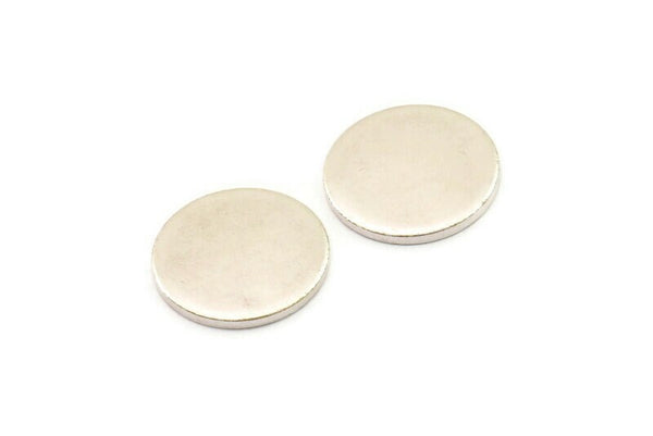 Silver Round Blank, 4 Antique Silver Plated Brass Cabochon Tags, Stamping Tags (18x1.5mm) Y194
