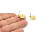 Brass Flower Earring, 6 Raw Brass Tulip Flower Shaped Stud Earrings (24x23x0.60mm) A3988