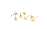 Brass Diamond Earring, 12 Raw Brass Diamond Stud Earrings (7x4x0.60mm) A6227