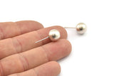 Silver Ball Stud, 4 Stainless Steel Earring Posts 10mm Ear Studs, Antique Silver Plated Brass Stud Earrings Bs 1073--n0559