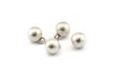 Silver Ball Charm, 4 Antique Silver Plated Brass Ball Charms With 1 Loop (8mm) N0583
