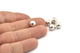 Silver Ball Charm, 4 Antique Silver Plated Brass Ball Charms With 1 Loop (8mm) N0583