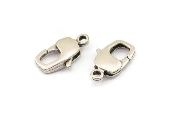 Silver Parrot Clasp, 4 Antique Silver Plated Brass Huge Lobster Claw Clasp (19.7x9.8mm) Bs-1227--n0591