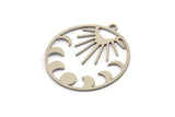 Steel Moon Charm,  Stainless Steel Crescent Moon And Sun Shaped Charms With 1 Loop (30x27x0.80mm) SMP1266