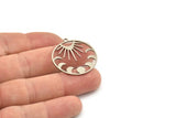 Steel Moon Charm,  Stainless Steel Crescent Moon And Sun Shaped Charms With 1 Loop (30x27x0.80mm) SMP1266