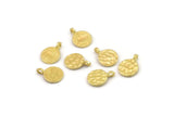 Brass Round Charm, Raw Brass, Hammered Round Jewelry, Brass Beads, Round Bracelet Findings, Bracelet Charms (11x8x1mm) N2494