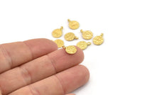 Brass Round Charm, Raw Brass, Hammered Round Jewelry, Brass Beads, Round Bracelet Findings, Bracelet Charms (11x8x1mm) N2494