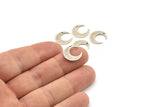 Silver Moon Charm, 8 Textured Antique Silver Plated Brass Crescent Moon Charms With 1 Hole (14x13.5x0.80mm) M01785