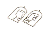 Steel Face Charm, Stainless Steel Man And Woman Face Charms With 1 Loop, Findings (39x24x0.80mm) SMP1320 A3017