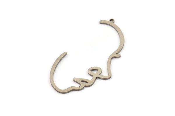 Steel Face Charm, Stainless Steel Face Charms With 1 Loop, Pendants, Earrings, Findings (42x23x0.80mm) SMP1315