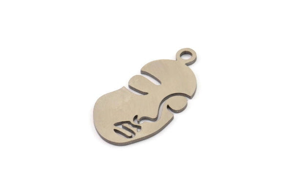 Steel Face Charm, Stainless Steel Face Charms With 1 Loop, Pendants, Earrings, Findings (25x13x0.80mm) SMP1318