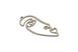 Steel Face Charm, Stainless Steel Face Charms With 1 Loop, Pendants, Earrings, Findings (41x17x0.80mm) SMP1312