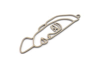 Steel Face Charm, Stainless Steel Face Charms With 1 Loop, Pendants, Earrings, Findings (58x17x0.80mm) SMP1313