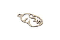 Steel Face Charm, Stainless Steel Face Charms With 1 Loop, Pendants, Earrings, Findings (25x13x0.80mm) SMP1319
