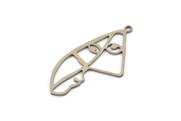 Steel Face Charm, Stainless Steel Face Charms With 1 Loop, Pendants, Earrings, Findings (39x20x0.80mm) SMP1314
