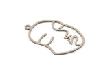 Steel Face Charm, Stainless Steel Face Charms With 1 Loop, Pendants, Earrings, Findings (46x28x0.80mm) SMP1317