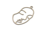 Steel Face Charm, Stainless Steel Face Charms With 1 Loop, Pendants, Earrings, Findings (46x28x0.80mm) SMP1317