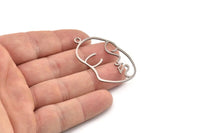 Steel Face Charm, Stainless Steel Face Charms With 1 Loop, Pendants, Earrings, Findings (46x28x0.80mm) SMP1317