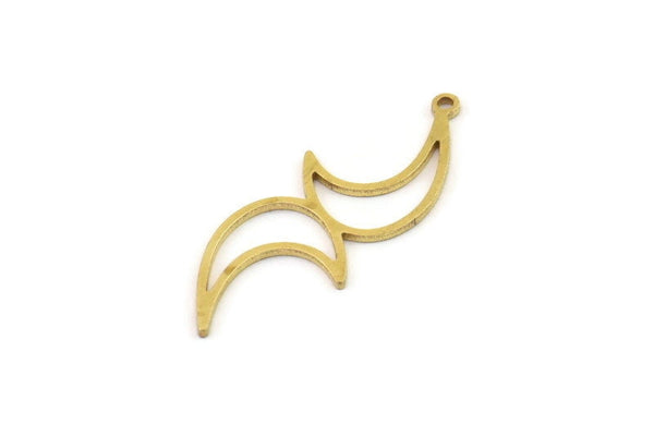 Brass Moon Charm, Raw Brass Crescent Moon Charms With 1 Loop, Findings (33x12x0.80mm) SMP1322
