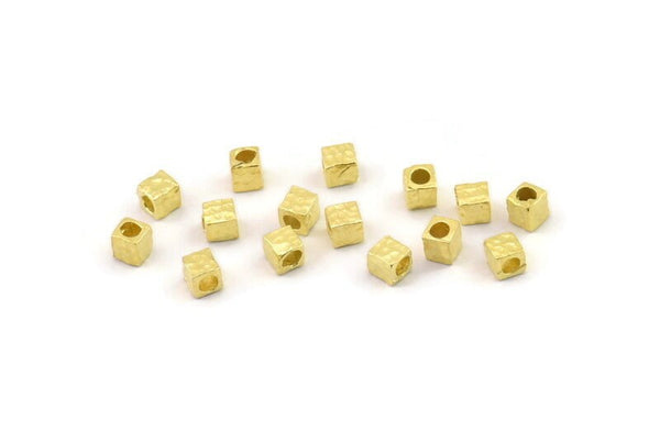 Brass Cube Beads, Raw Brass Spacer Cube Beads, Tiny Spacer Beads, Square Beads, Hammered Brass Cube Beads, Mini Cube Beads (2.5mm) N2485