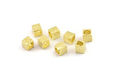 Brass Cube Beads, Raw Brass Spacer Cube Beads, Tiny Spacer Beads, Square Beads, Hammered Brass Cube Beads, Mini Cube Beads (4x4.5mm) N2460