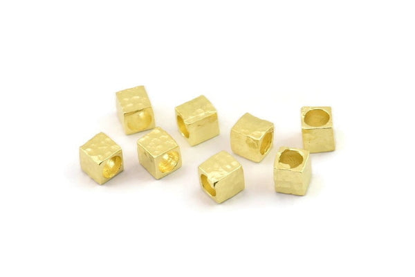 Brass Cube Beads, Raw Brass Spacer Cube Beads, Tiny Spacer Beads, Square Beads, Hammered Brass Cube Beads, Mini Cube Beads (4x4.5mm) N2460