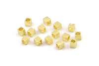 Brass Cube Beads, Raw Brass Spacer Cube Beads, Tiny Spacer Beads, Square Beads, Hammered Brass Cube Beads, Mini Cube Beads (4x4.5mm) N2460