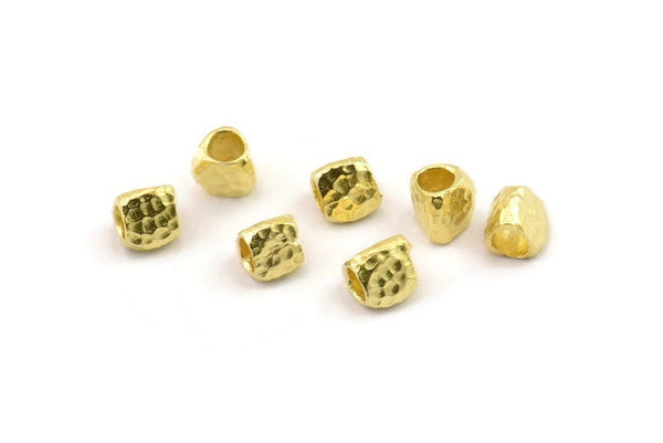 Brass Cube Beads, Raw Brass Spacer Cube Beads, Tiny Spacer Beads, Triangle Beads, Hammered Brass Cube Beads, Mini Cube Beads (4mm) N2481