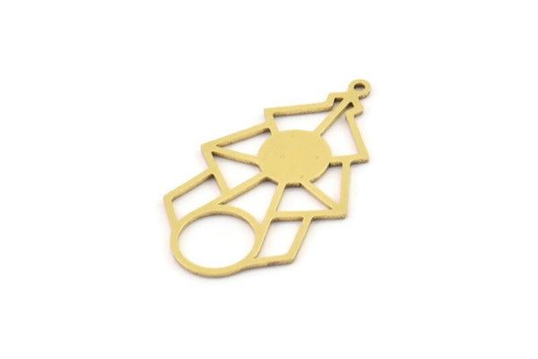 Brass Geometric Charm, Raw Brass Diamond Charms, Brass Earring Charms, Brass Charms for Jewelry Making (36x21x0.80mm) SMP1321