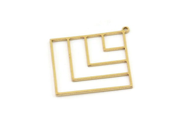 Brass Geometric Charm, Raw Brass Rhombus Charms, Brass Earring Charms, Brass Charms for Jewelry Making (38x37x0.80mm) SMP1297