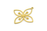 Brass Flower Charm, Raw Brass Flower Charms With 1 Loop, Charm Pendants, Findings (31x29x0.60mm) SMP1347
