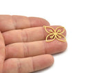 Brass Flower Charm, Raw Brass Flower Charms With 1 Loop, Charm Pendants, Findings (31x29x0.60mm) SMP1347