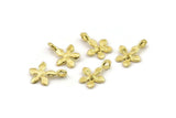 Brass Flower Charm, Raw Brass Flower Charms With 1 Loop, Charm Earrings, Bracelet Findings (12x9mm) N2490