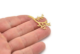 Brass Leaf Charm, Raw Brass Branch Charms With 1 Hole, Charm Pendants (36x26x0.60mm) SMP1275