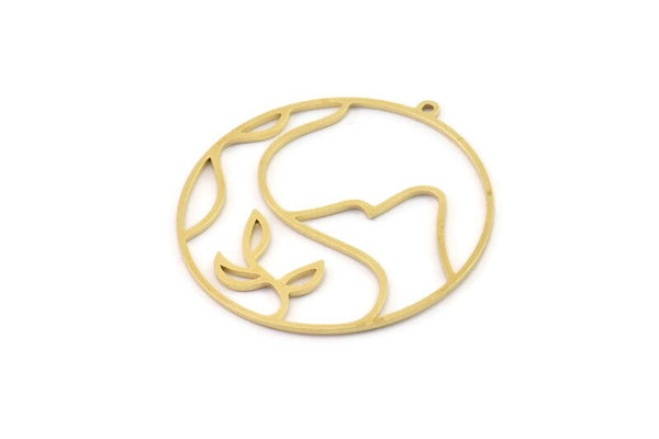 Brass Round Charm, Raw Brass Mountain Charms With 1 Loop, Charm Pendants (36x34x0.80mm) SMP1304