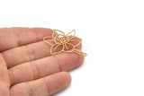 Brass Flower Charm, Raw Brass Flower Charms With 1 Loop, Charm Pendants, Findings (39x34x0.60mm) SMP1278