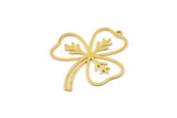 Brass Flower Charm, Raw Brass Flower Charms With 1 Loop, Charm Pendants, Findings (33x29x0.60mm) SMP1324