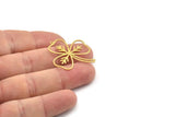 Brass Flower Charm, Raw Brass Flower Charms With 1 Loop, Charm Pendants, Findings (33x29x0.60mm) SMP1324