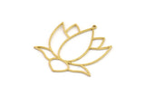 Brass Flower Charm, Raw Brass Lotus Flower Charms With 1 Loop, Findings (38x40x0.80mm) SMP1337