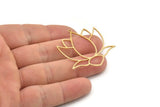 Brass Flower Charm, Raw Brass Lotus Flower Charms With 1 Loop, Findings (38x40x0.80mm) SMP1337