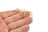 Brass Flower Charm, Raw Brass Flower Charms With 1 Loop, Charm Pendants, Findings (45x24x0.80mm) SMP1333