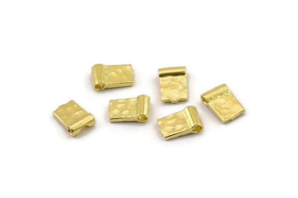 Brass Spacer Beads, Raw Brass Spacer Beads, Hammered Rectangle Brass Spacer Beads (6x4mm) N2468