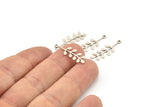Silver Leaf Charm, 24 Antique Silver Plated Brass Leaf Charms With 1 Loop, Charm Pendants (24x9x0.60mm) A3298 H1039